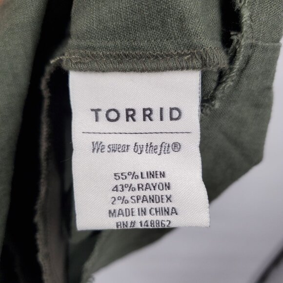 Torrid Long Sleeve Button Down Dress Women Size 2 Plus Linen Blend V Neck - Picture 5 of 11